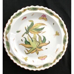 Chinese Porcelain Vintage Dessert Cake Serving Plate Bees Butterflies Bugs 11”
